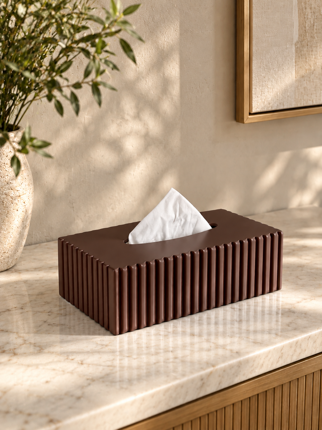 Imperium Fluted Tissue Box - Walnut