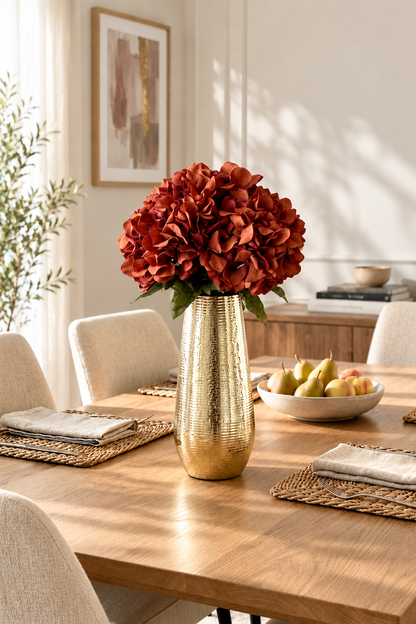 Artificial Hydrangea Stem - Carmine Red (One Stem)
