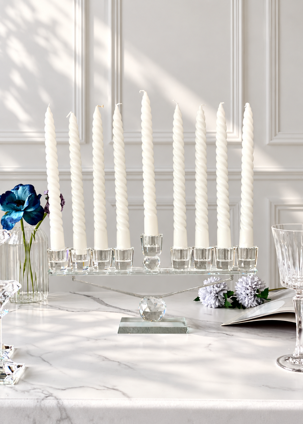 Nine Arm Crystal Candle Holders