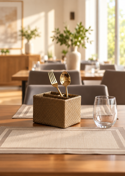Braided Brown Cutlery Holder