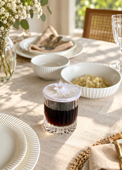 White Mesh Glass Cover - (Set Of 6)