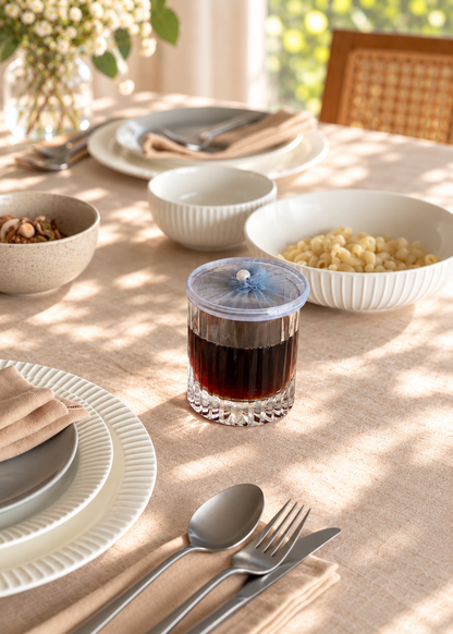 Grey Mesh Glass Cover - (Set Of 6)
