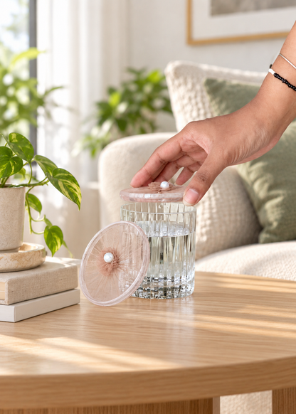 Beige Mesh Glass Cover - (Set Of 6)