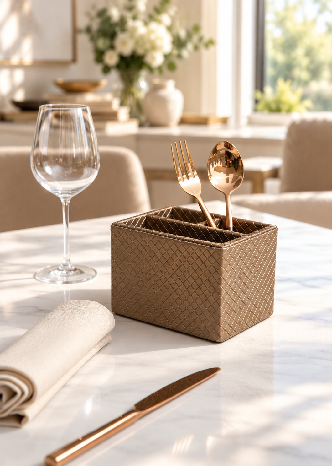 Braided Brown Cutlery Holder