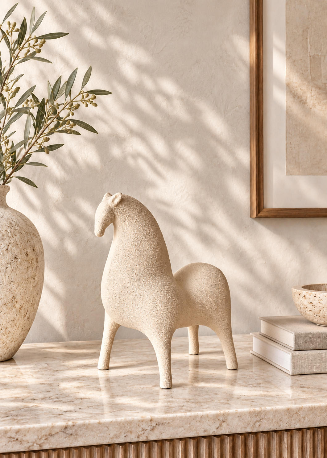 Marlow Beige Horse Accent