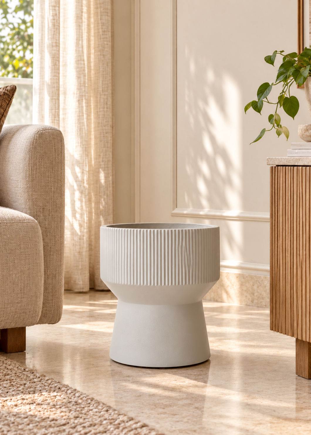 Sora Ripple Planters - Light Grey