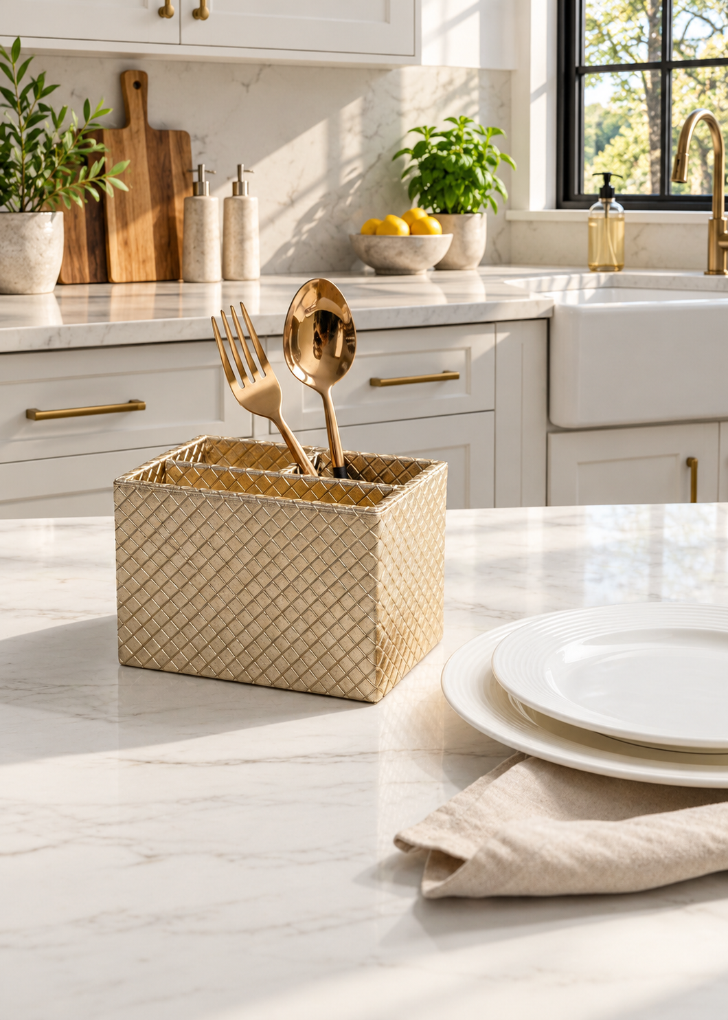 Braided Gold Cutlery Holder