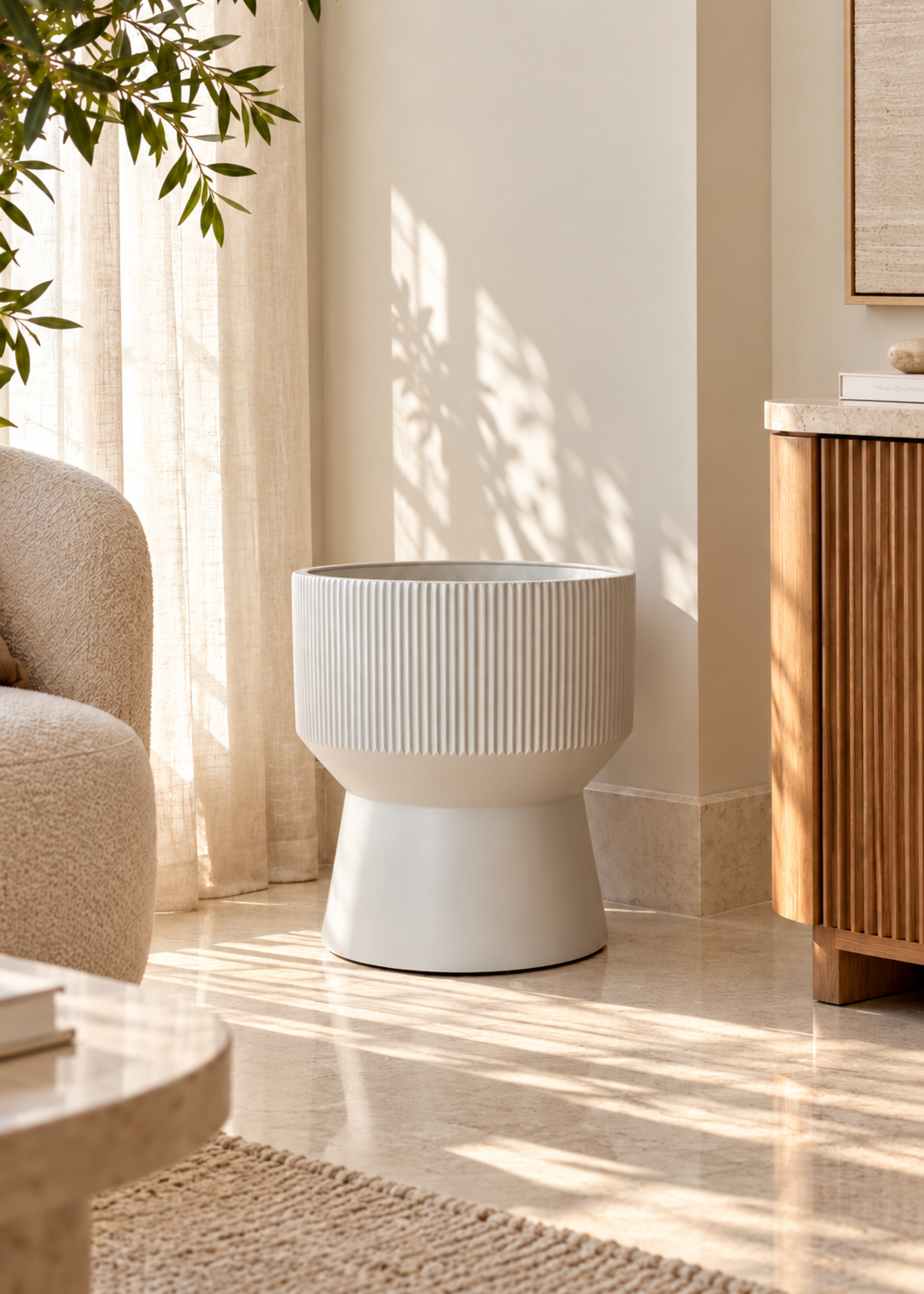Sora Ripple Planters - Light Grey