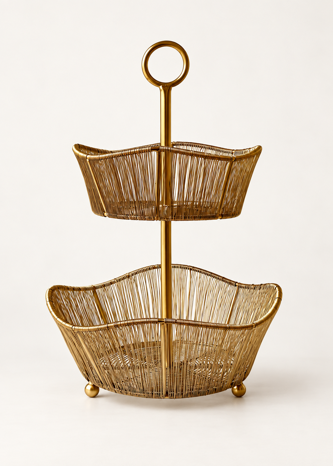 Alora Gold Two-Tier Fruit Basket