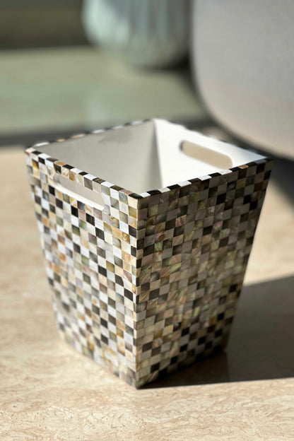 Mother Of Pearl Black &amp; White Dustbin