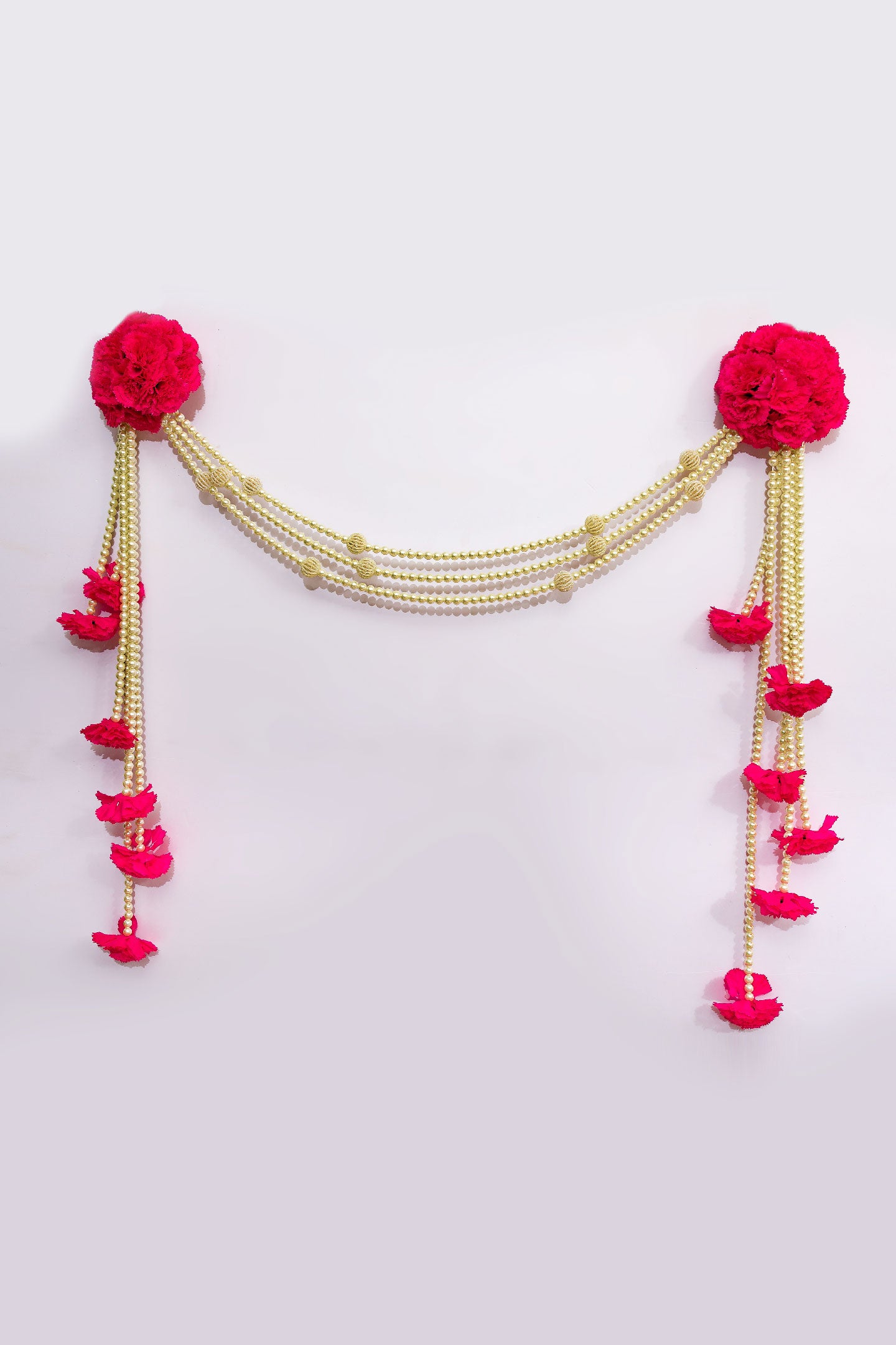 Carnation Pearls Toran - Dark Pink