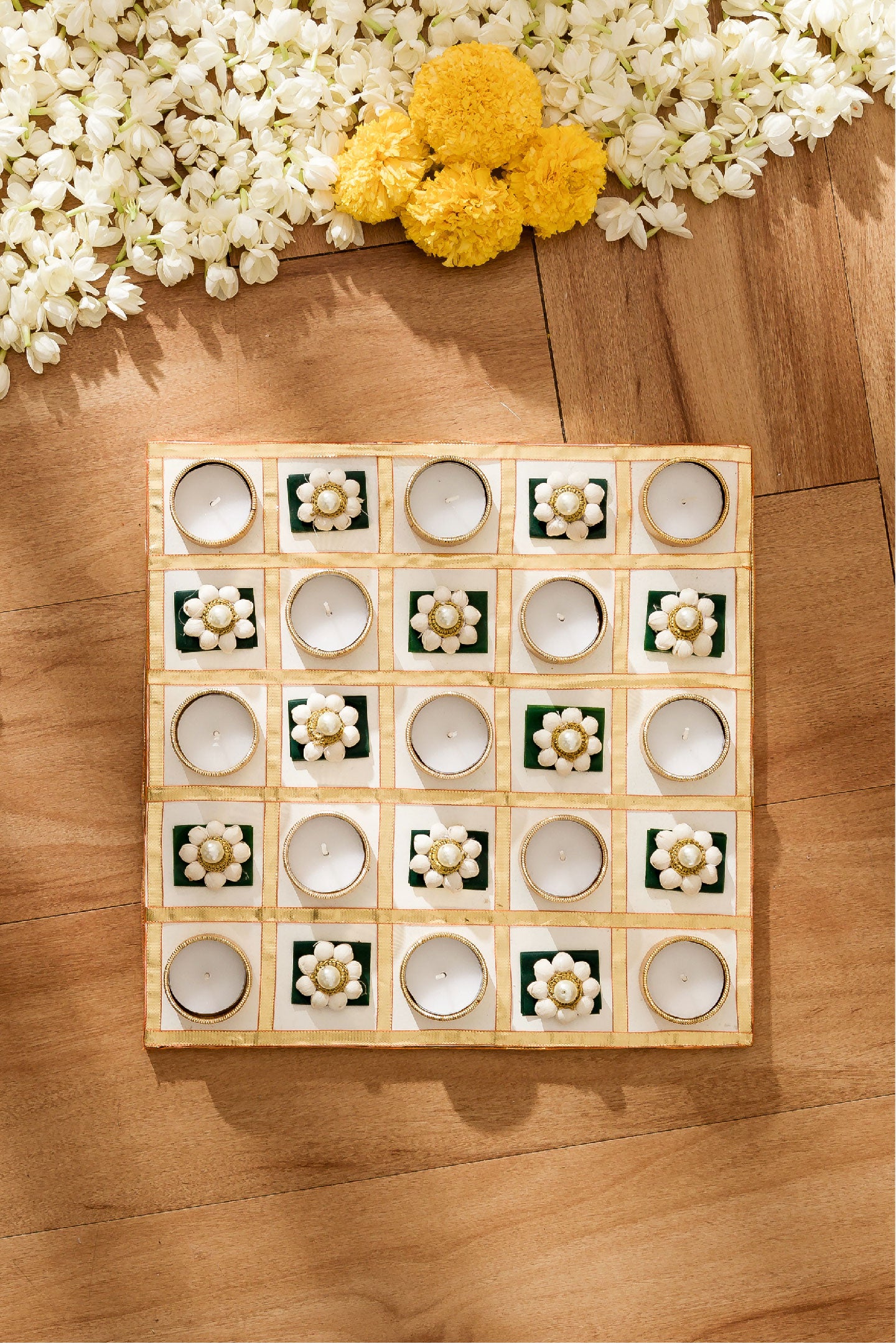 Jasmine Square Diyas - Large