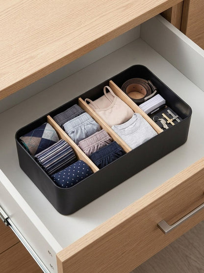 Multipurpose Drawer Organizer for Makeup &amp; Socks - Black