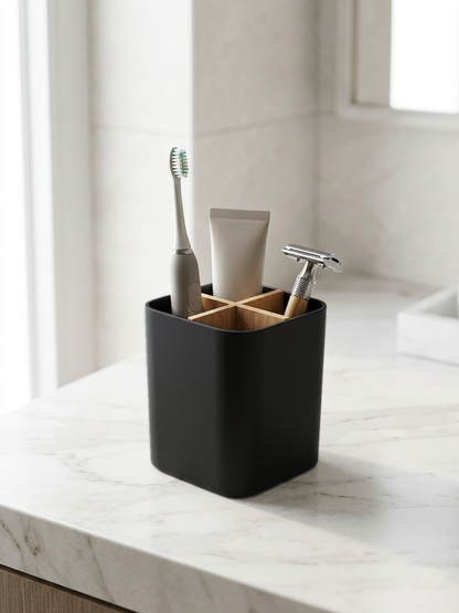 Toothbrush &amp; Toothpaste Storage Caddy - Black