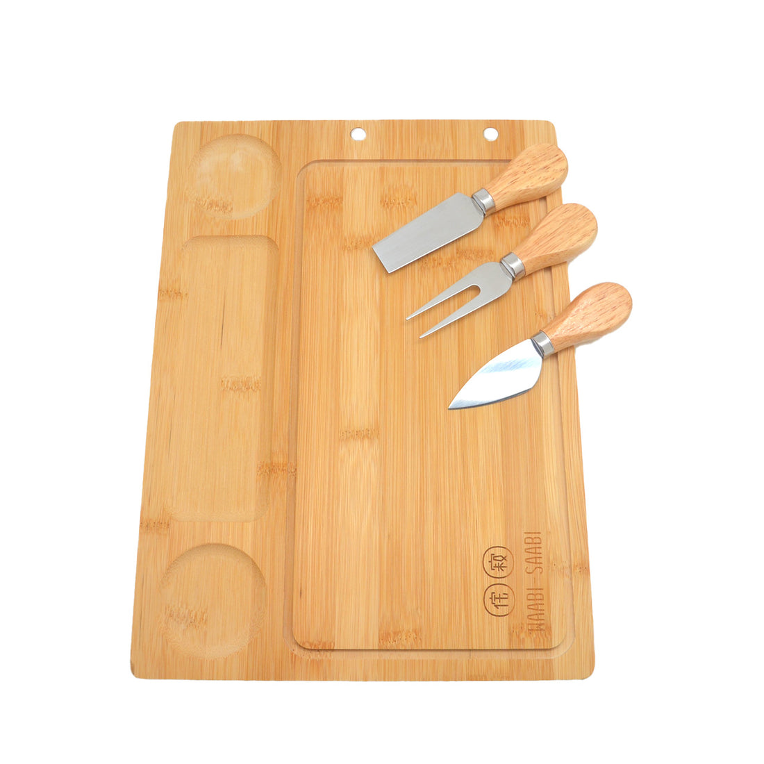 Bamboo Cheese Platter with Knives