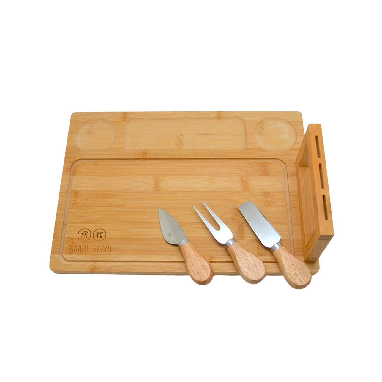 Bamboo Cheese Platter with Knives