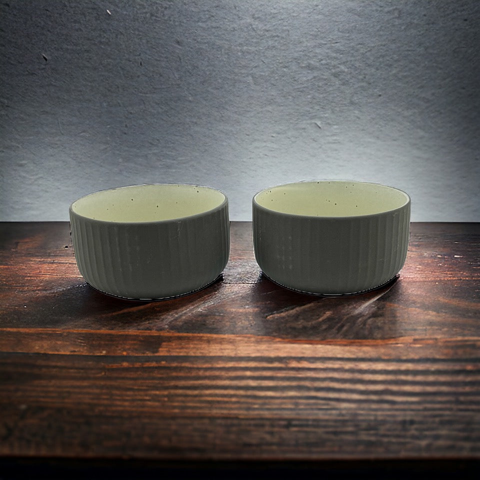 Charcoal Earthen Stoneware Bowls - Set of 2