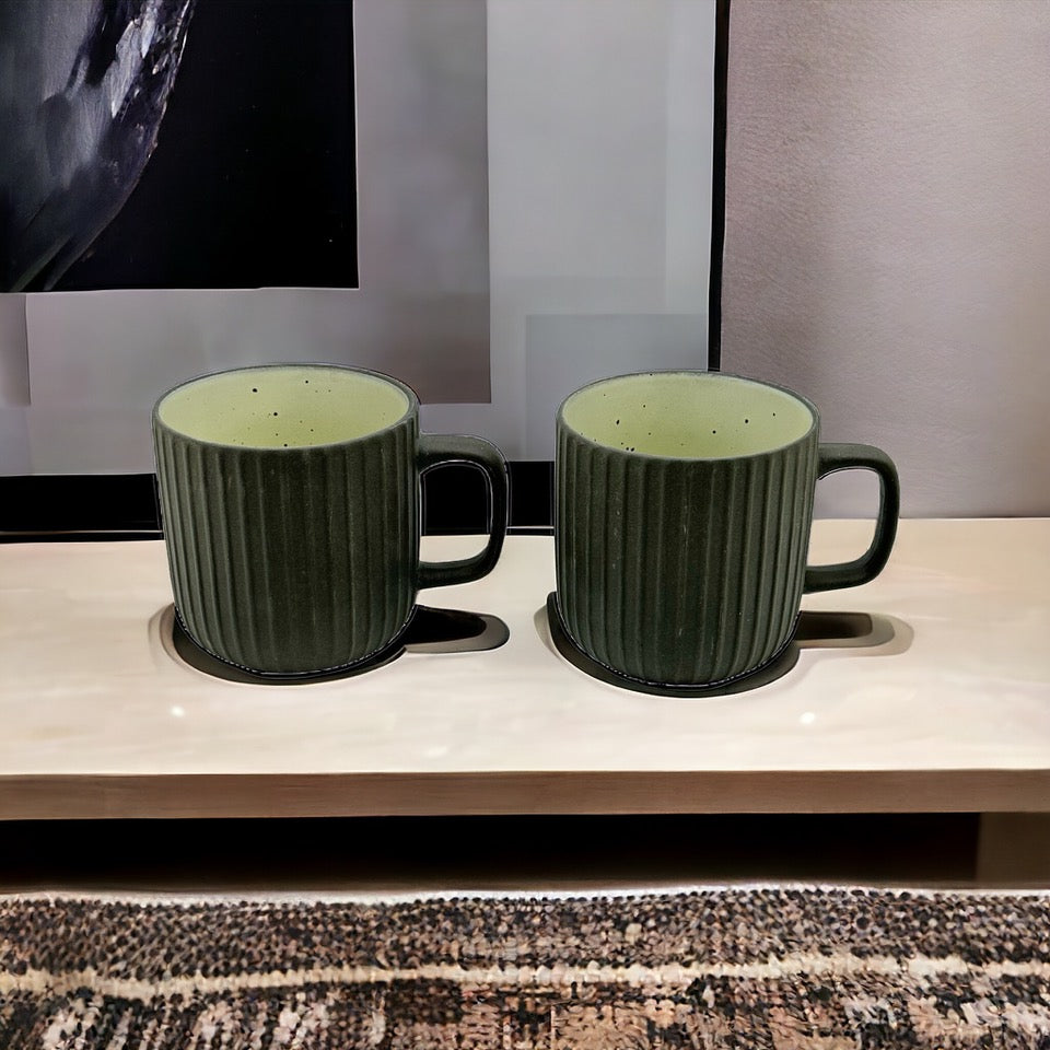 Charcoal Earthen Stoneware Mugs - Set of 2