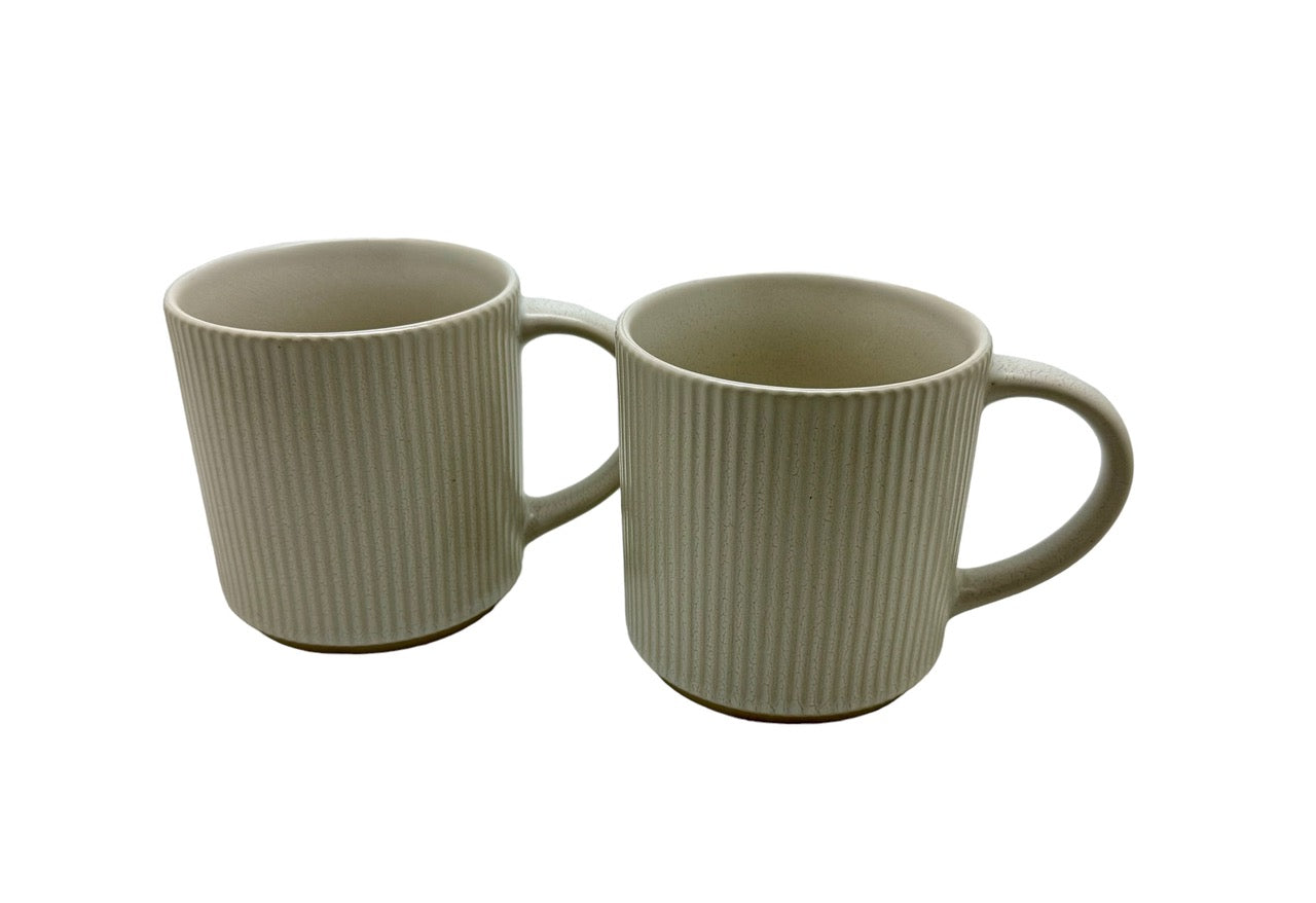 Ivory Earthen Stoneware Mugs  - Set of 2