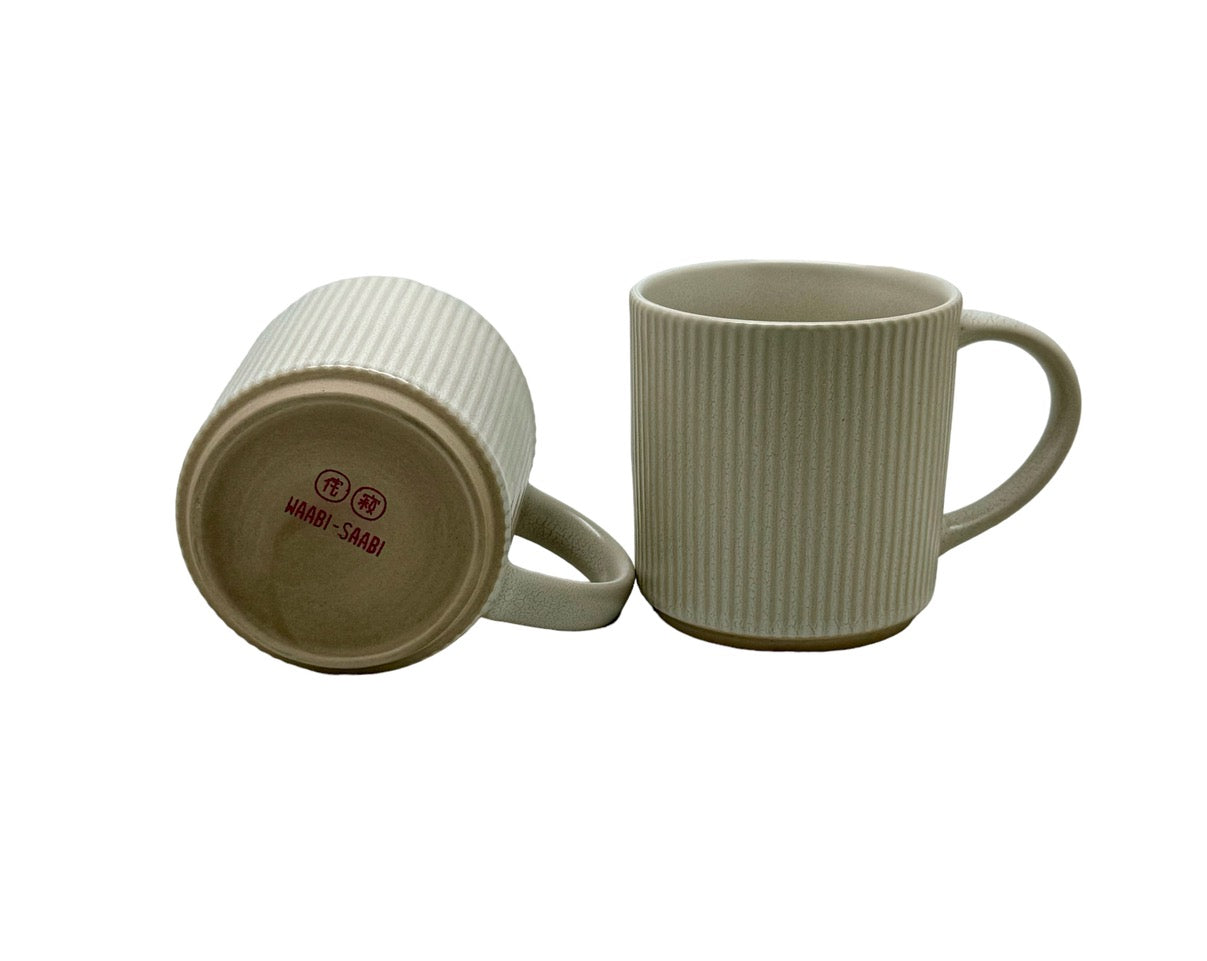 Ivory Earthen Stoneware Mugs  - Set of 2