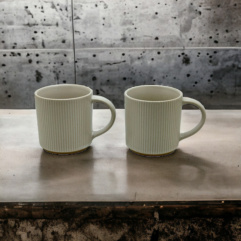 Ivory Earthen Stoneware Mugs  - Set of 2