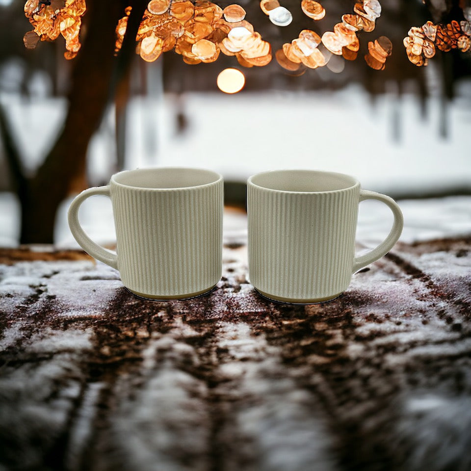 Ivory Earthen Stoneware Mugs  - Set of 2