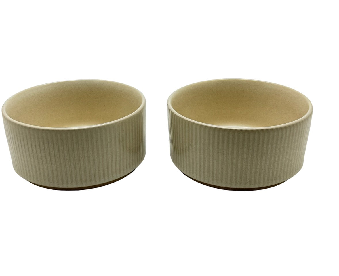 Ivory Earthen Stoneware Bowls - Set of 2