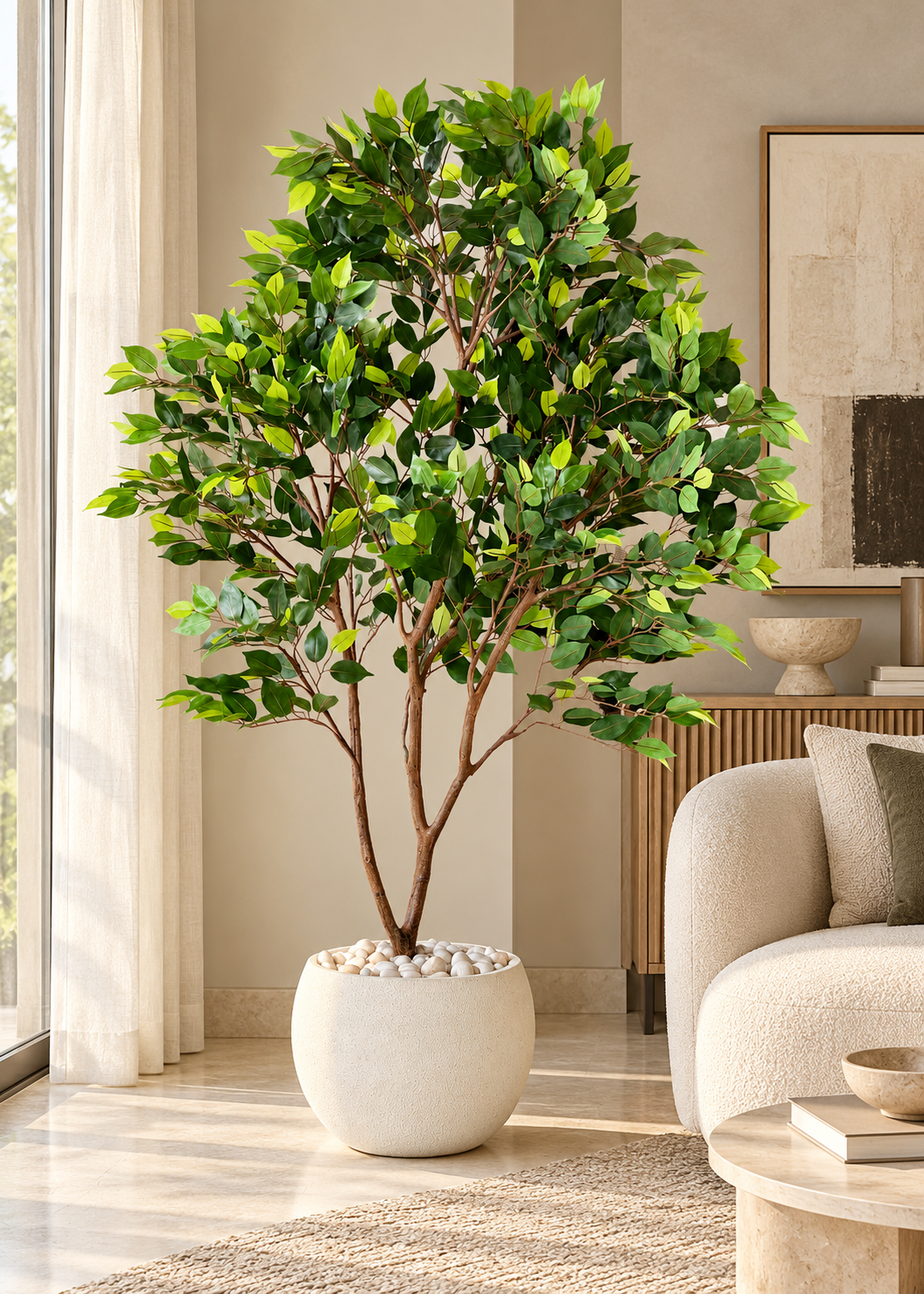 Artificial Weeping Fig Trio Plant  - 6.5 Feet