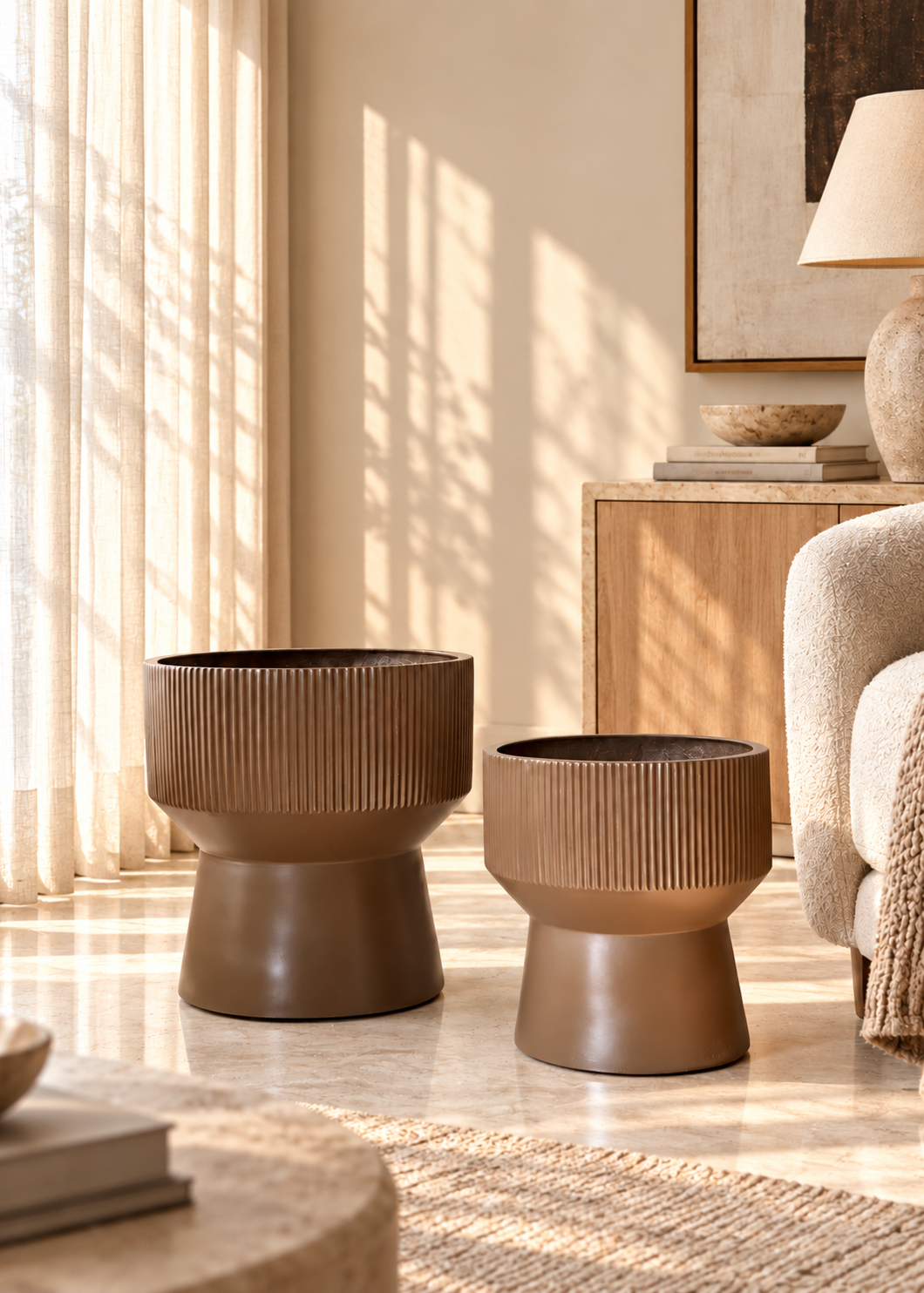 Sora Ripple Planters - Mud Brown