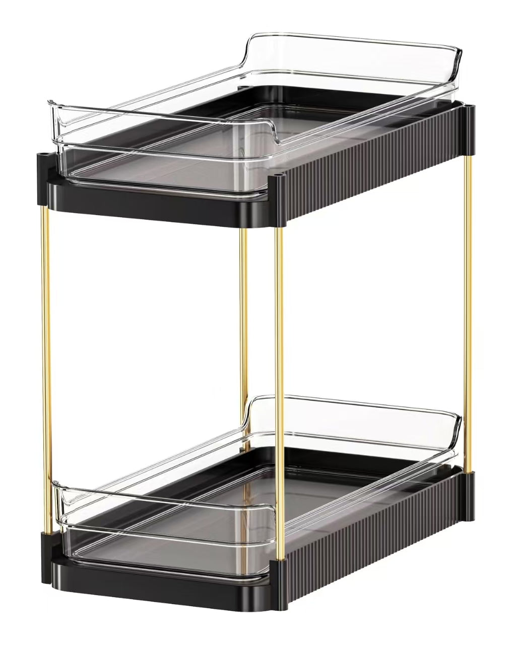 Two Tier Pullout Storage Rack - Black