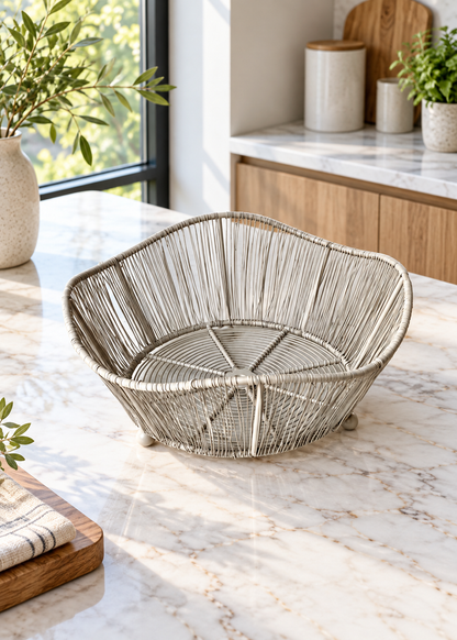 Alora Beige Two-Tier Fruit Basket