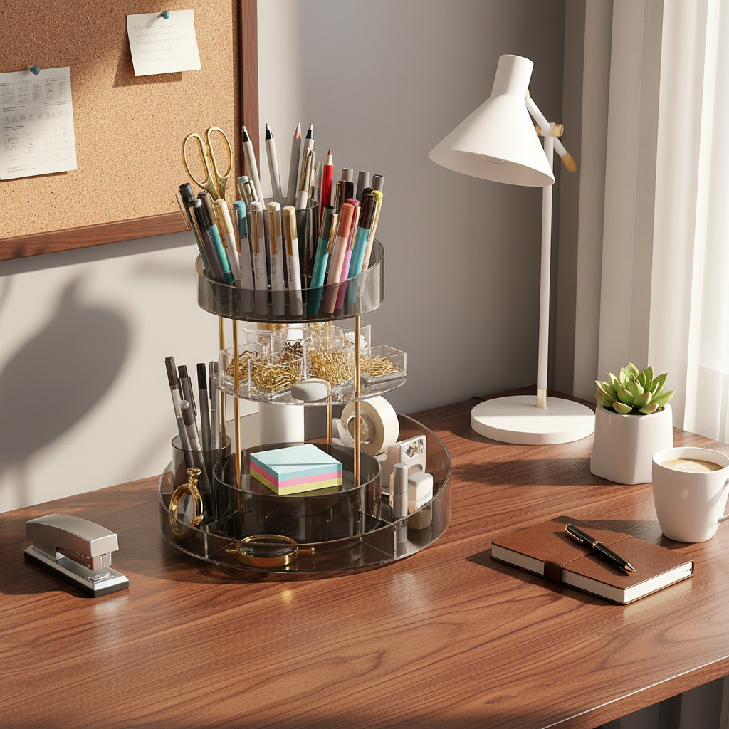 Two Tier Vanity Makeup Organiser - Grey