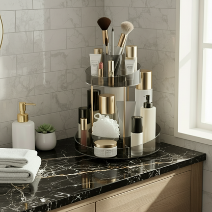 Two Tier Vanity Makeup Organiser - Grey