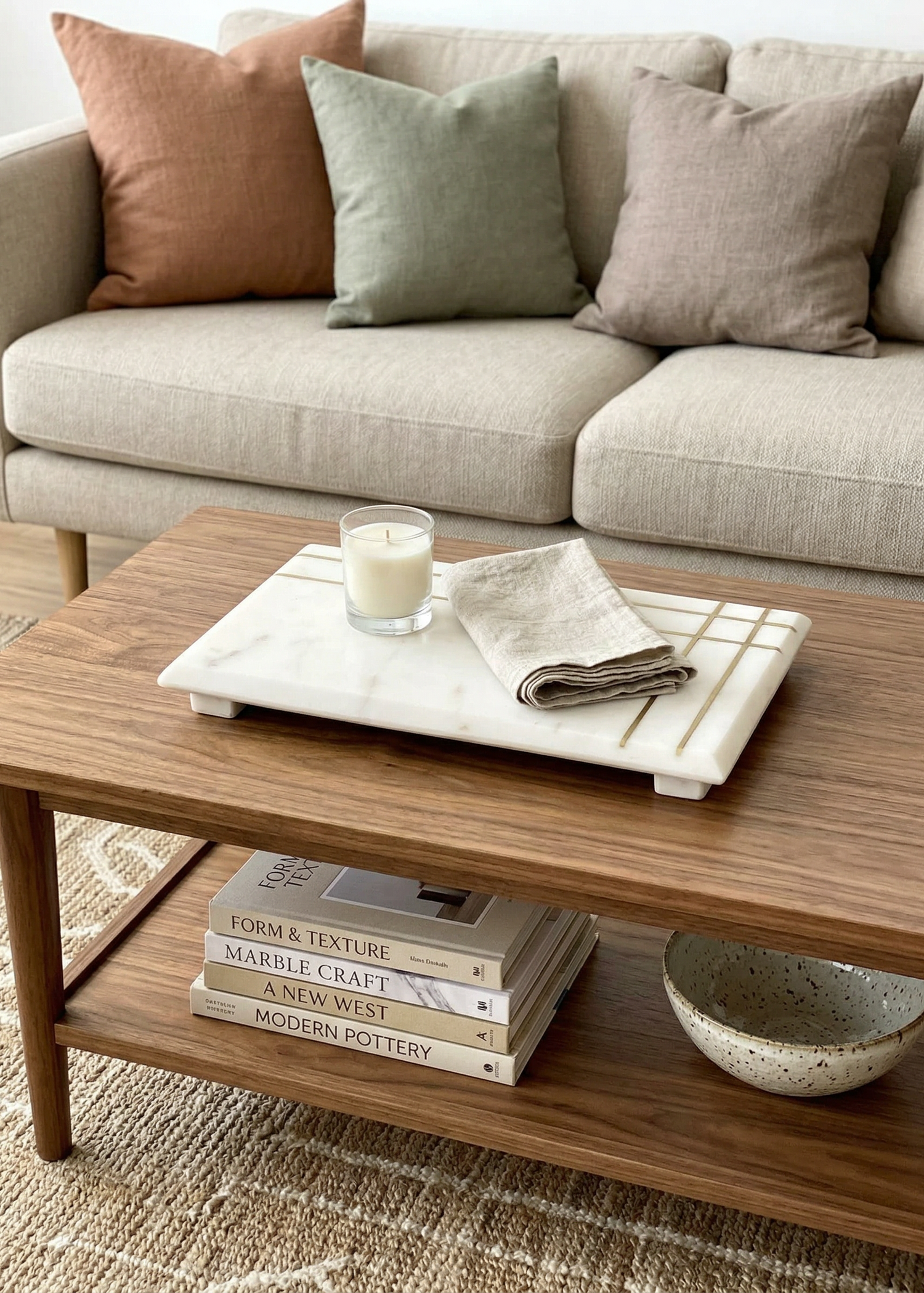 Linea Marble Brass Inlay Tray