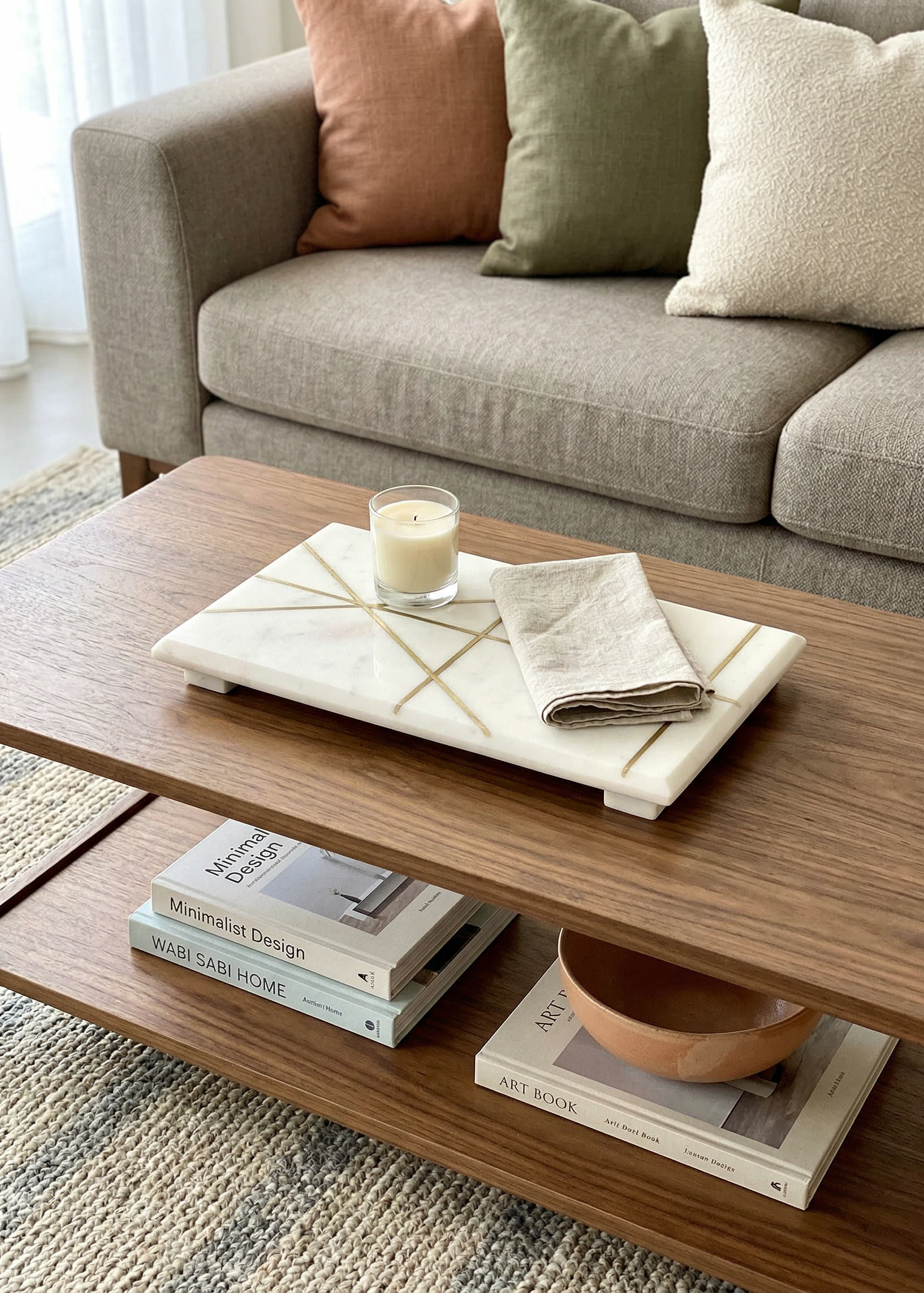 Celeste Marble Brass Inlay Tray