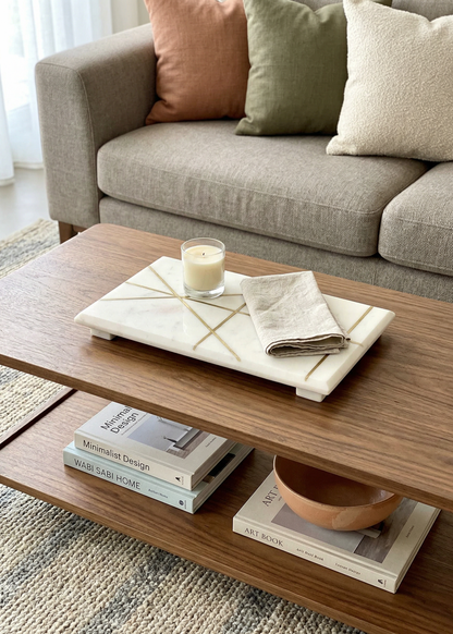 Celeste Marble Brass Inlay Tray