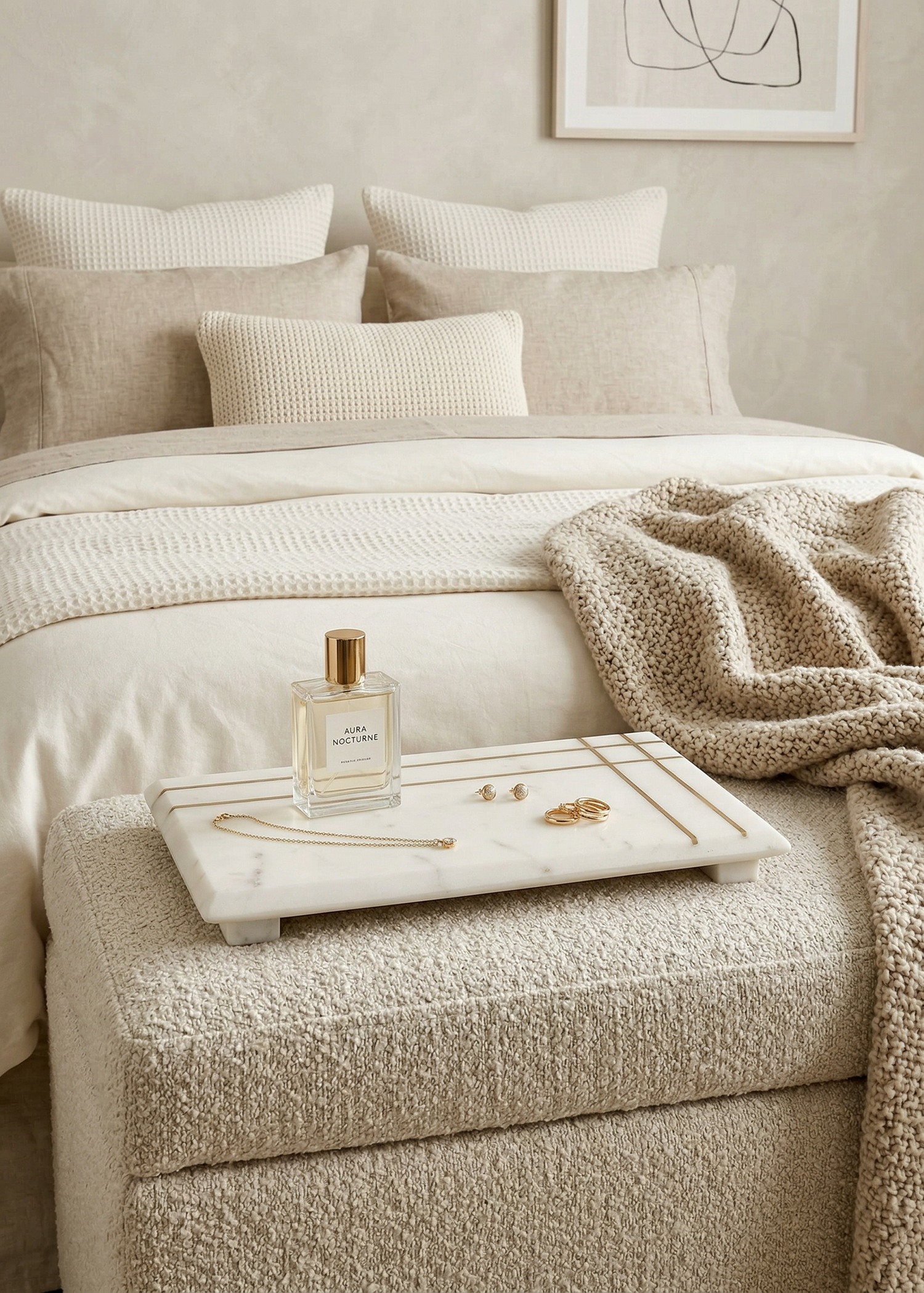 Linea Marble Brass Inlay Tray