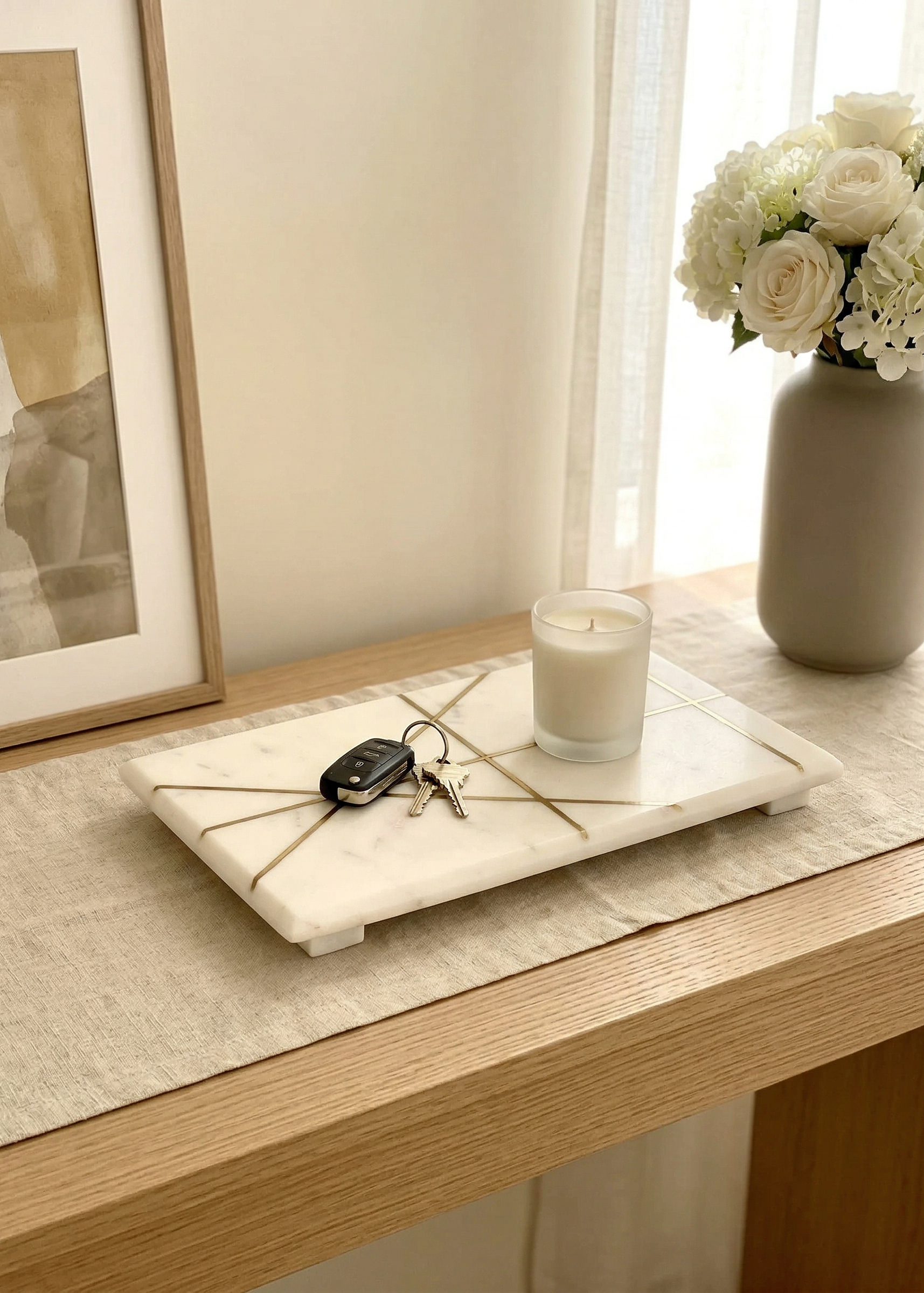 Celeste Marble Brass Inlay Tray