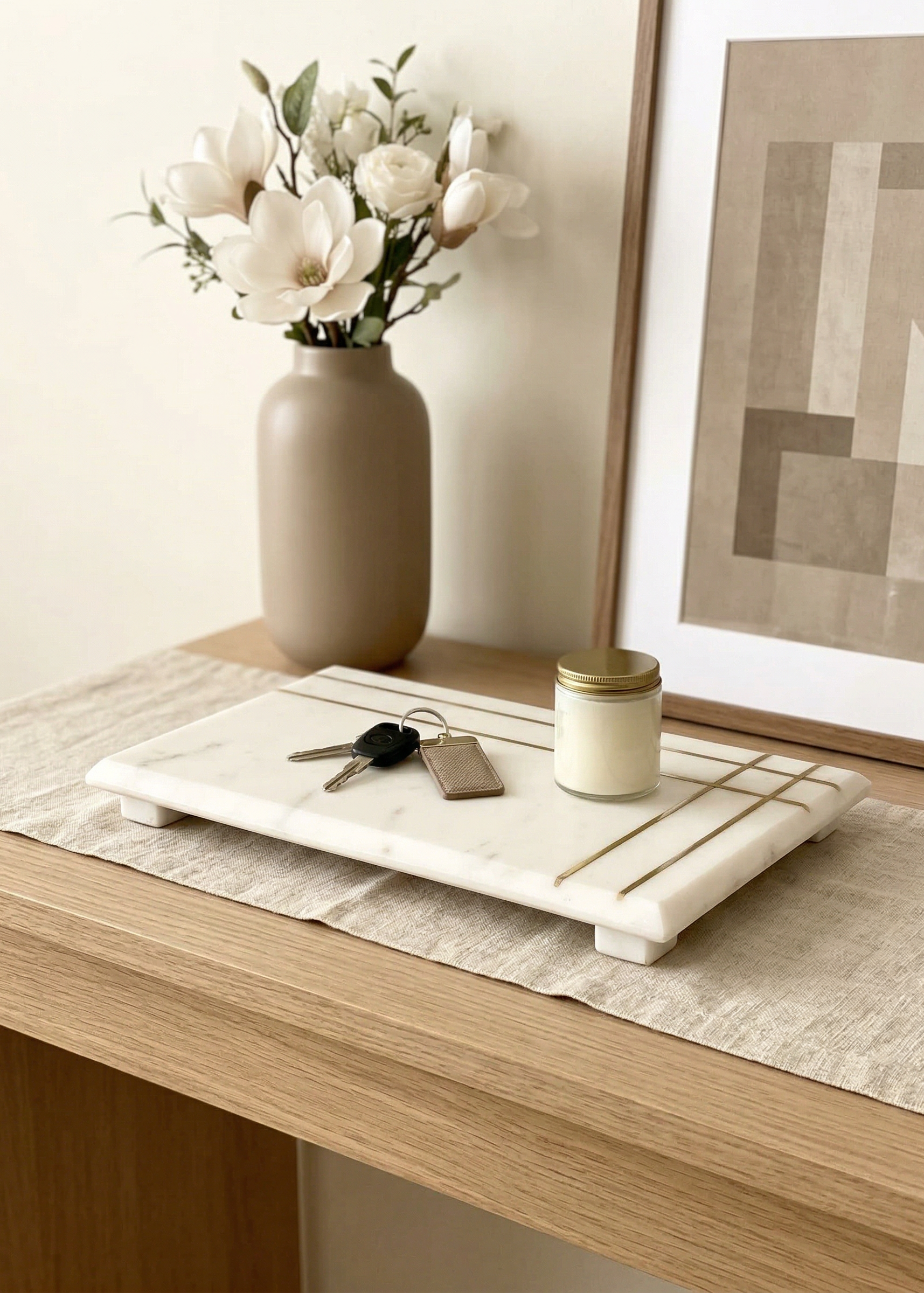 Linea Marble Brass Inlay Tray