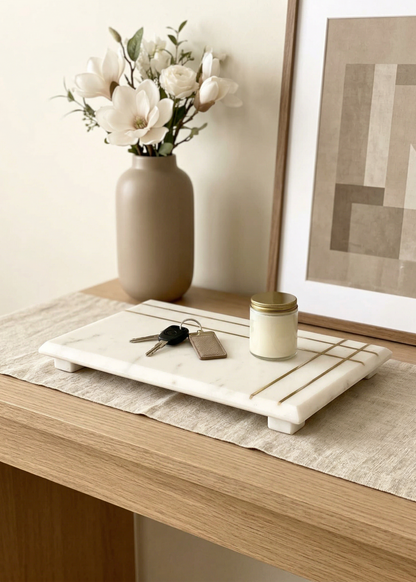 Linea Marble Brass Inlay Tray