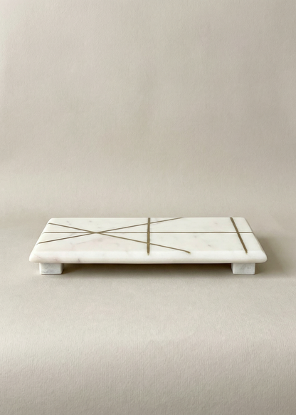 Celeste Marble Brass Inlay Tray