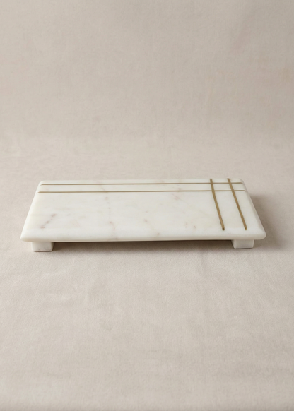 Linea Marble Brass Inlay Tray