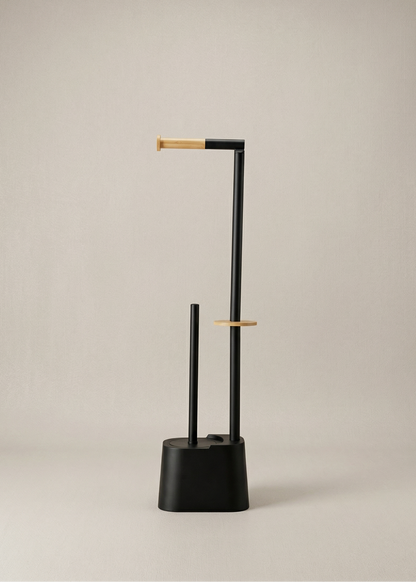 Axis Toilet Paper Holder With Brush - Black