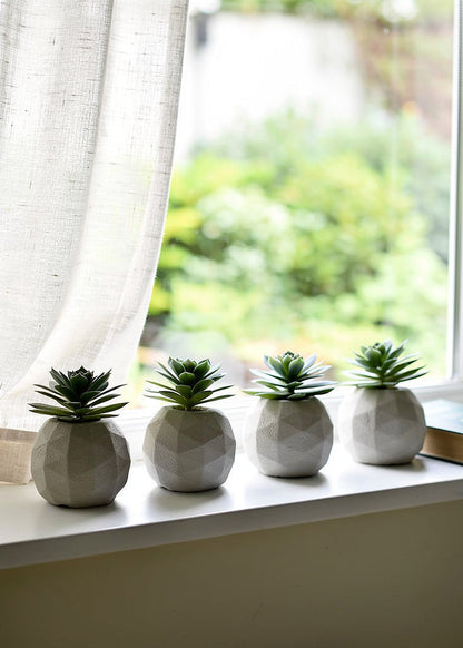Artificial Beige &amp; Grey Duo Succulent - Set of 4