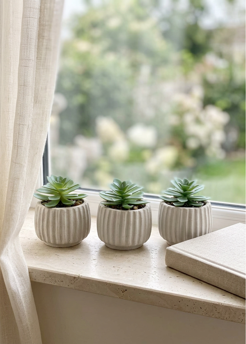 Artificial Beige Succulent - Set of 3