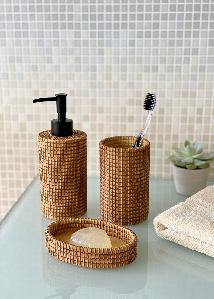 Tan Bathroom Set - (Set of 3)