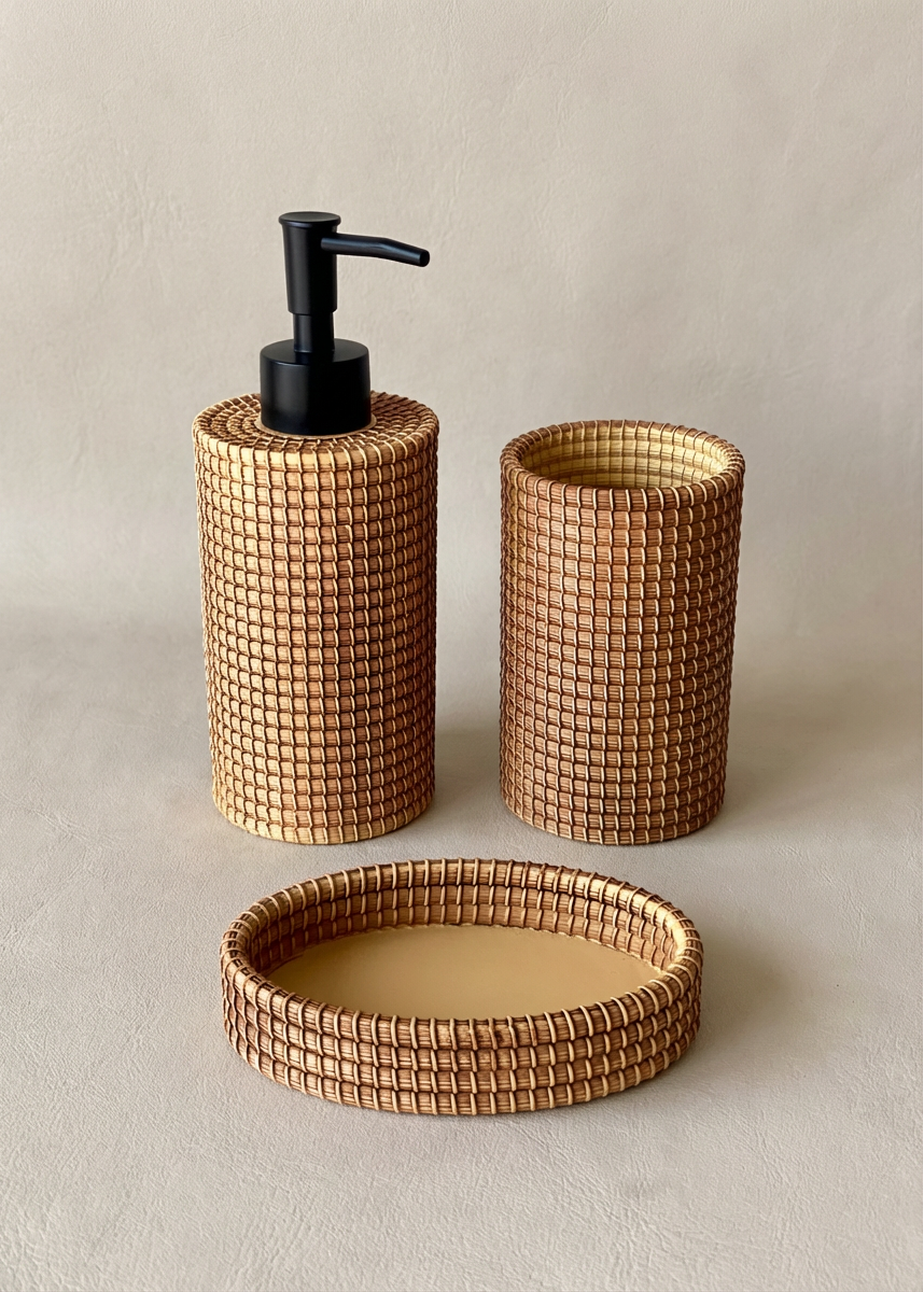 Tan Bathroom Set - (Set of 3)