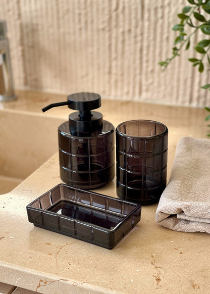 Cube Bathroom Set – Black (Set of 3)