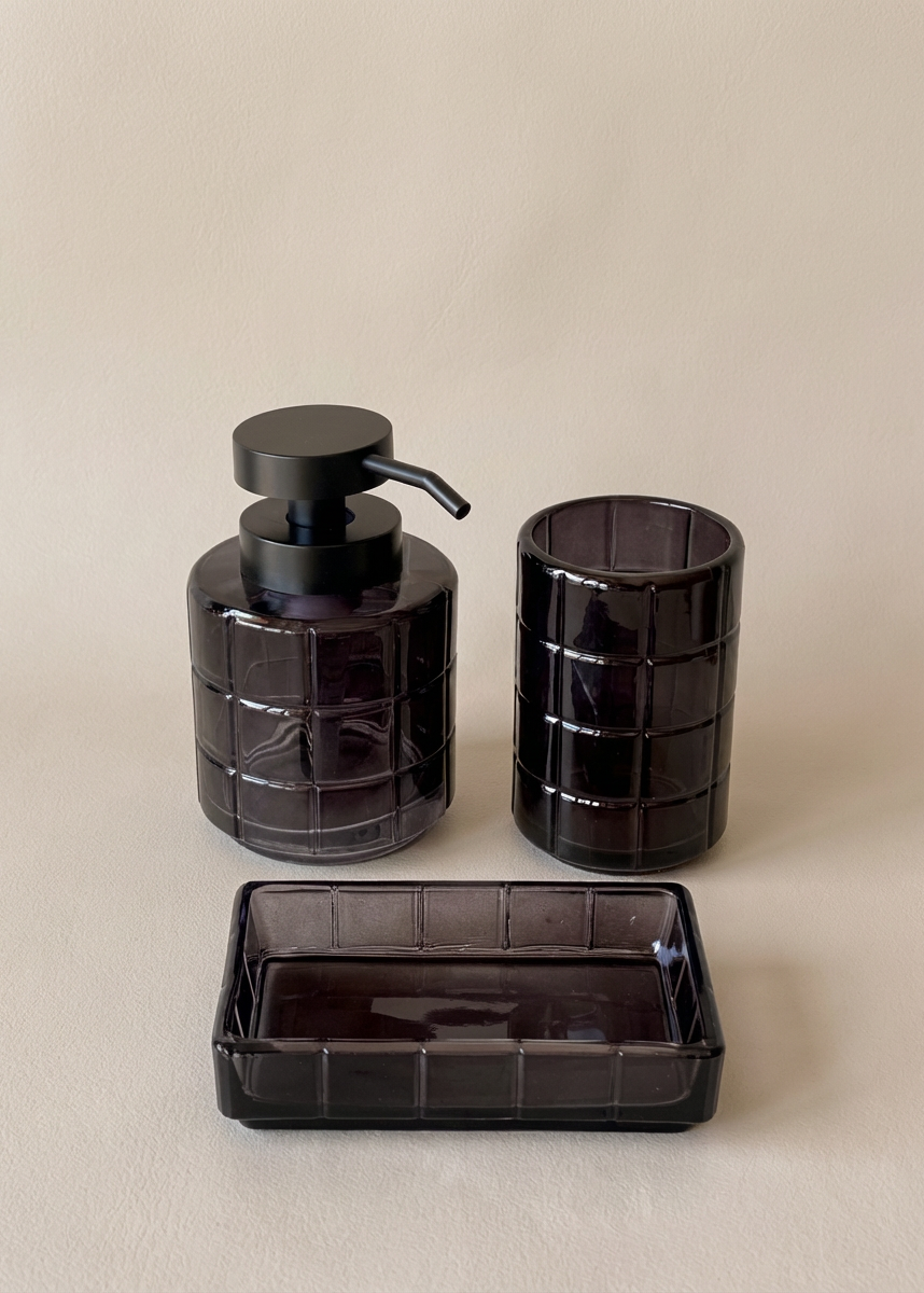 Cube Bathroom Set – Black (Set of 3)