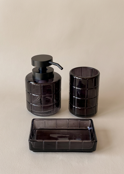 Cube Bathroom Set – Black (Set of 3)